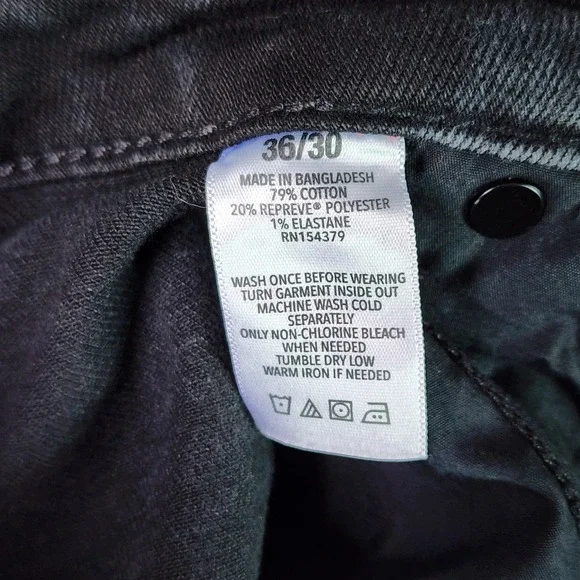 Aeropostale Jeans Mens 36x30 Black Slim Straight Faded Stretch Denim Excellent - Picture 11 of 16